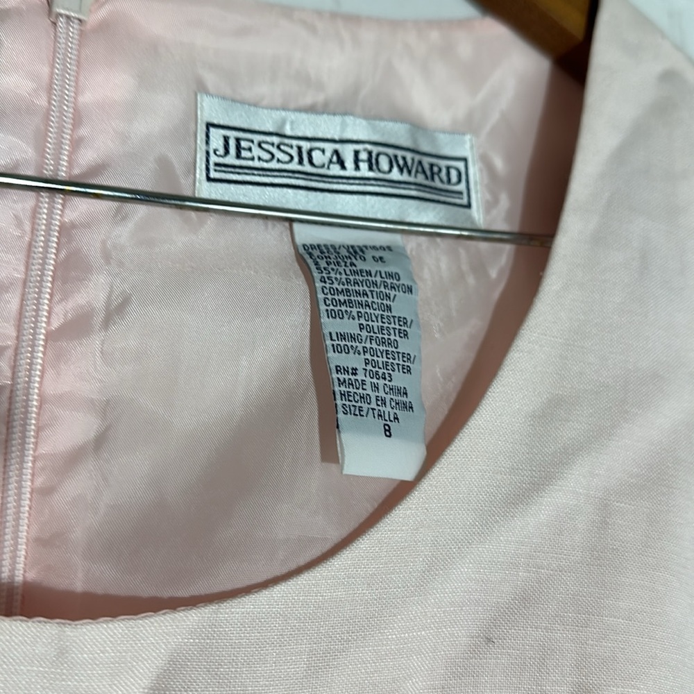 🌼 JESSICA HOWARD LINEN BLENDED PINK 2PIECE DRESS. SIZE 8 - Picture 5 of 12